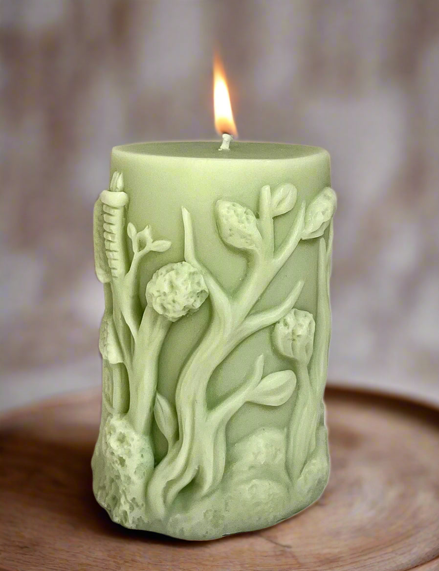Mystic magic house-shaped soy wax candle with honey and vanilla scent – whimsical home décor gift idea, handmade and eco-friendly